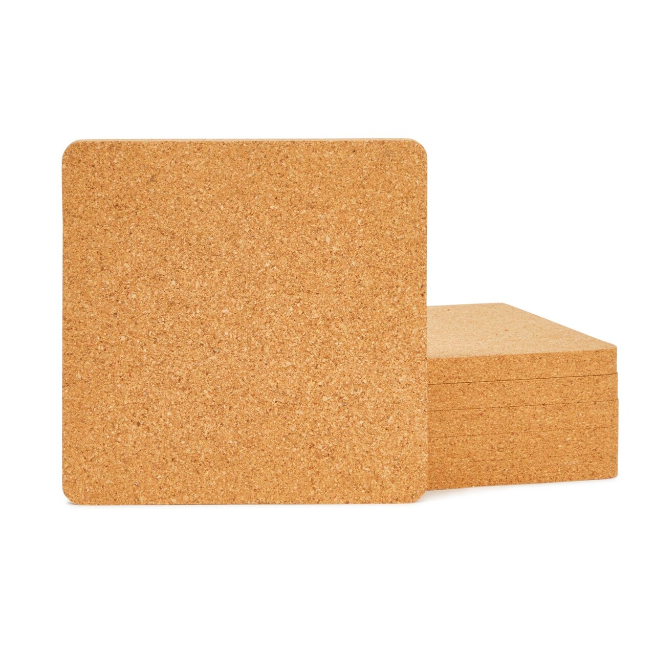 6 Pack Cork Trivets for Hot Pots and Pans - Square Cork Hot Pads for Kitchen Counter, Dining Table (7x7x0.5 In)